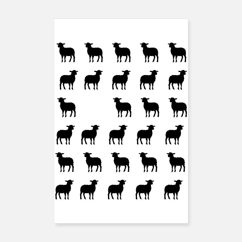 Moutons noir et blanc  Poster 20 x 30 cm