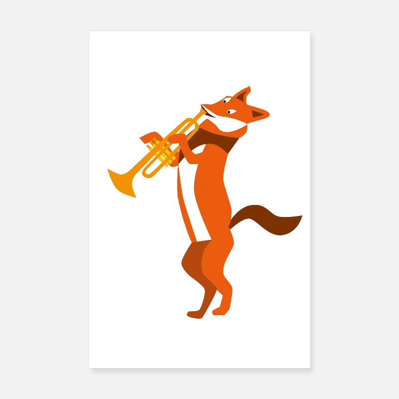 Fuchs mit Trompete, Abstraktionsmalerei Wildlive Poster 20x30 cm