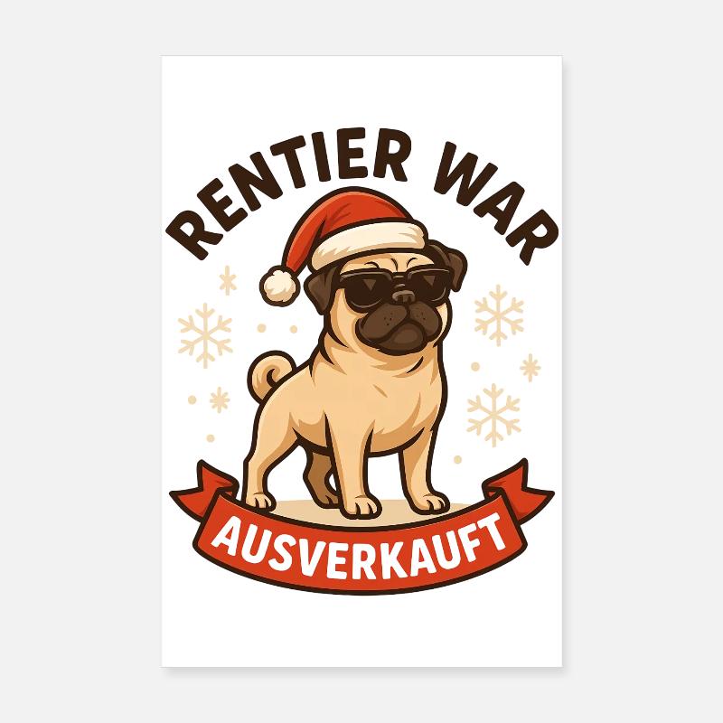 Reindeer a affiché complet Pug Pug Poster 20 x 30 cm