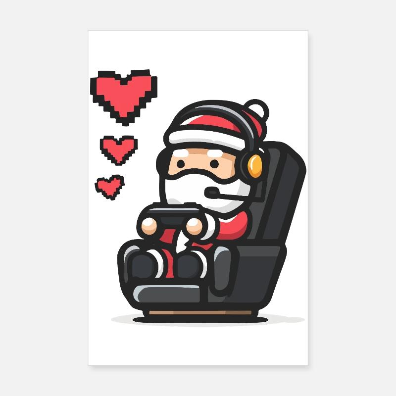 Gamer Santa Pixel Art Jeux de Noël Poster 20 x 30 cm