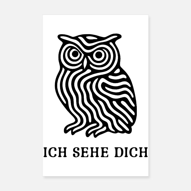 Owl "I See You" – Mystical Design - Poster 8" x 12" (20x30 cm) - white