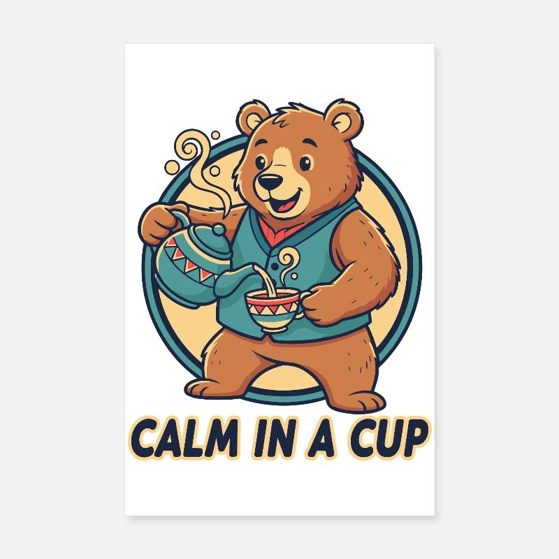 Calme dans une tasse : Bear Tea Vibes Poster 20 x 30 cm