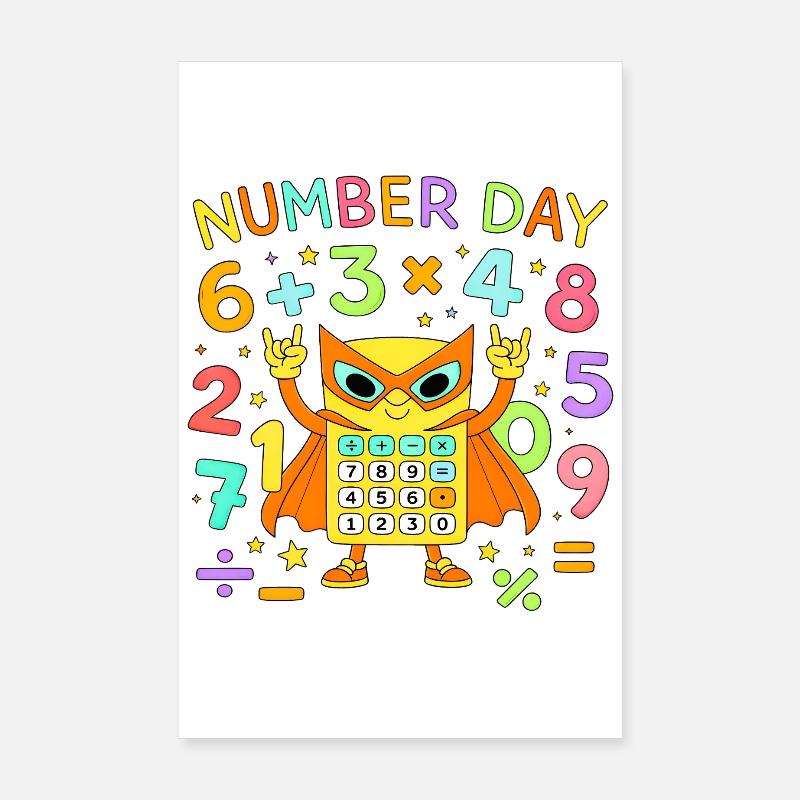 Nummer Tag Mathematik-Katzenrechner Held Poster 20x30 cm