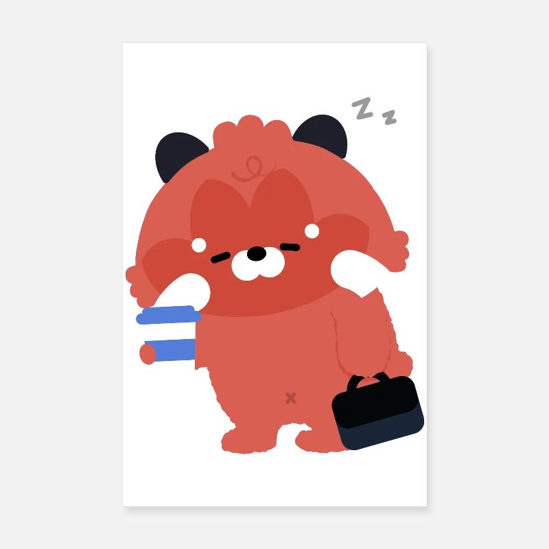 Kawaii Red Panda with Coffee Poster 8" x 12" (20x30 cm)