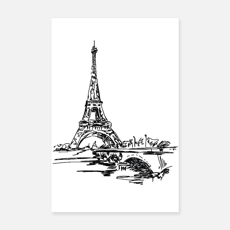 Skyline parisienne : Tour Eiffel louche Poster 20 x 30 cm