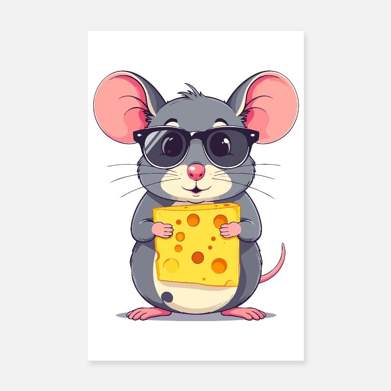 Souris au fromage cool avec des lunettes de soleil Poster 20 x 30 cm