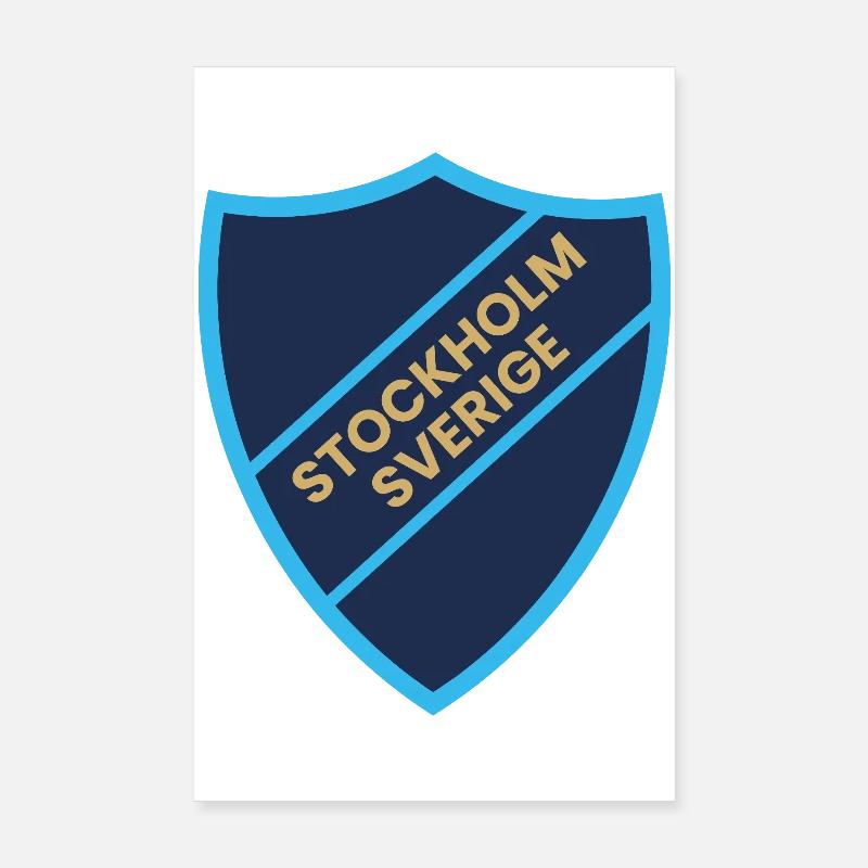 Graphique du Stockholm Shield en tons bleus Poster 20 x 30 cm