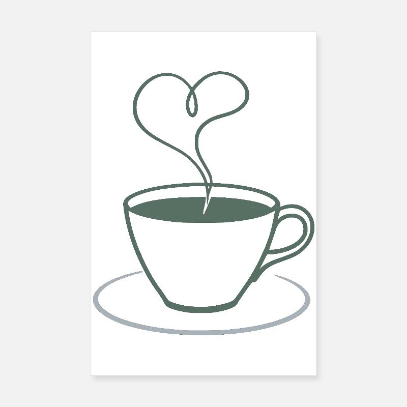 Herzdampf Kaffee Illustration Poster 20x30 cm