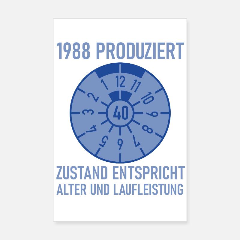1988 Geboren 40. Geburtstag Auto Tuning Poster 20x30 cm
