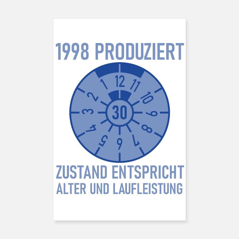 1998 Née 30e anniversaire Réglage de voitures Poster 20 x 30 cm