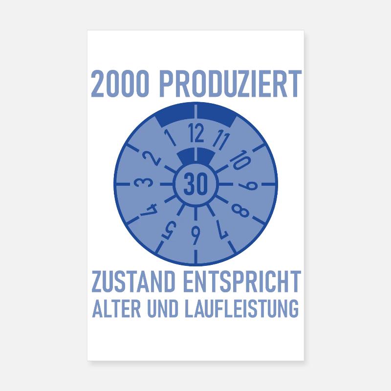 2000 Geboren 30. Geburtstag Auto Tuning Poster 20x30 cm