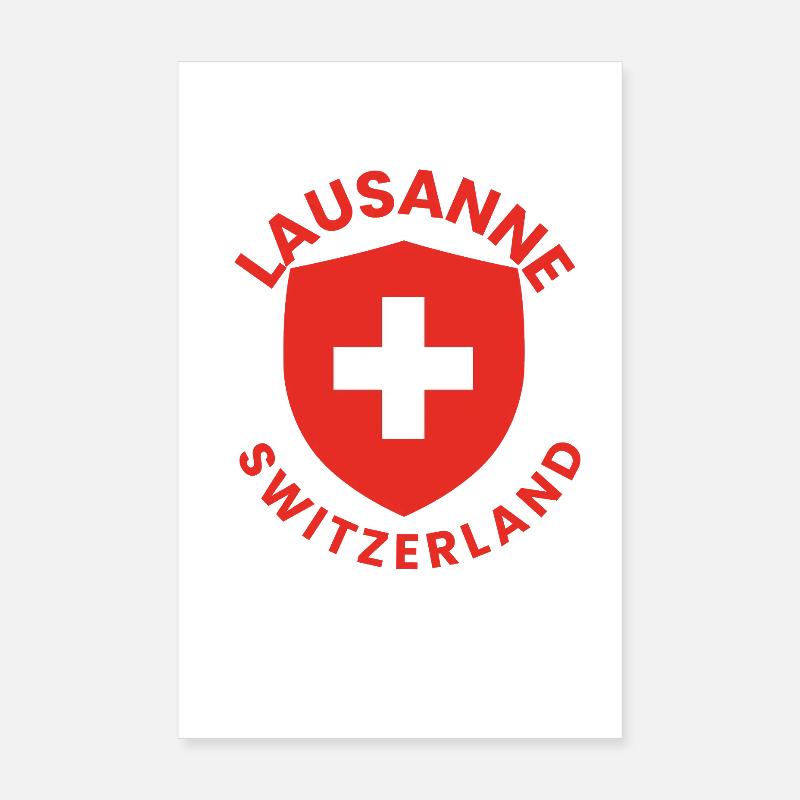 Bouclier de Lausanne avec drapeau suisse Poster 20 x 30 cm
