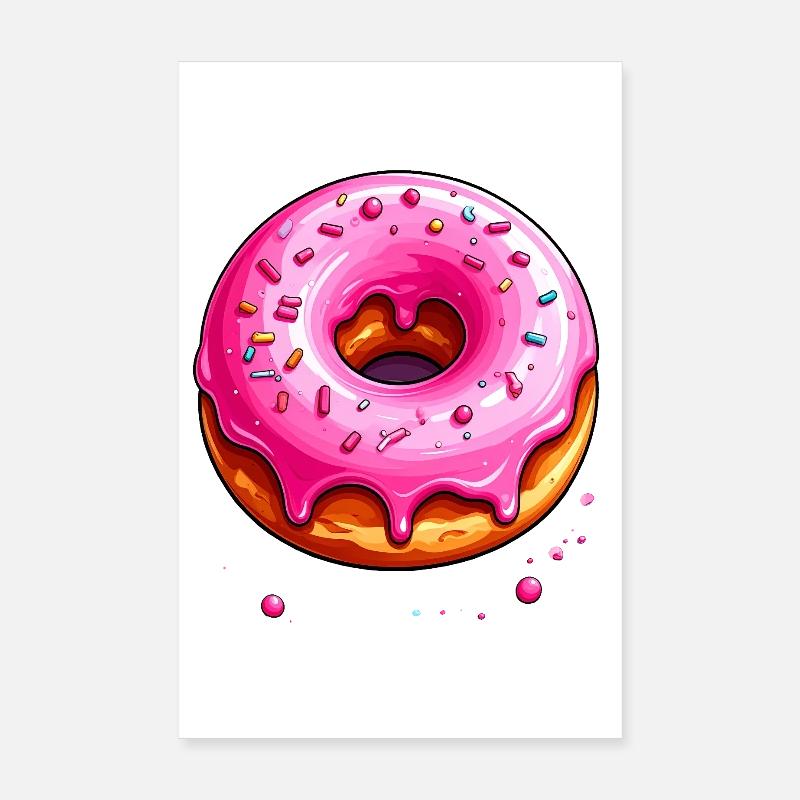 Donut au glaçage rose Poster 20 x 30 cm