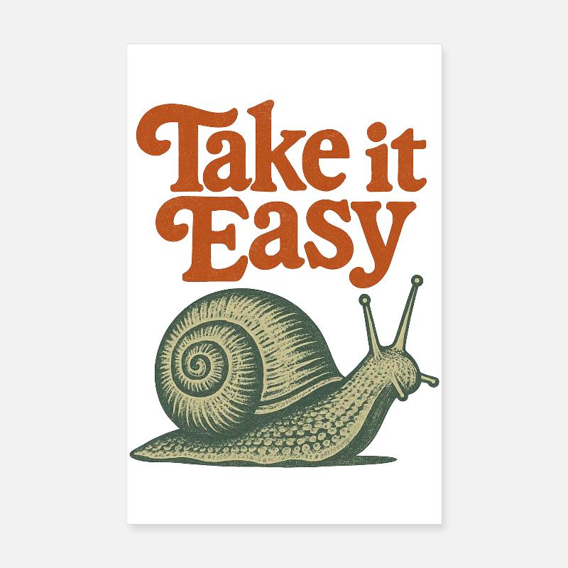 Take It Calm, Snail Rétro Poster 20 x 30 cm