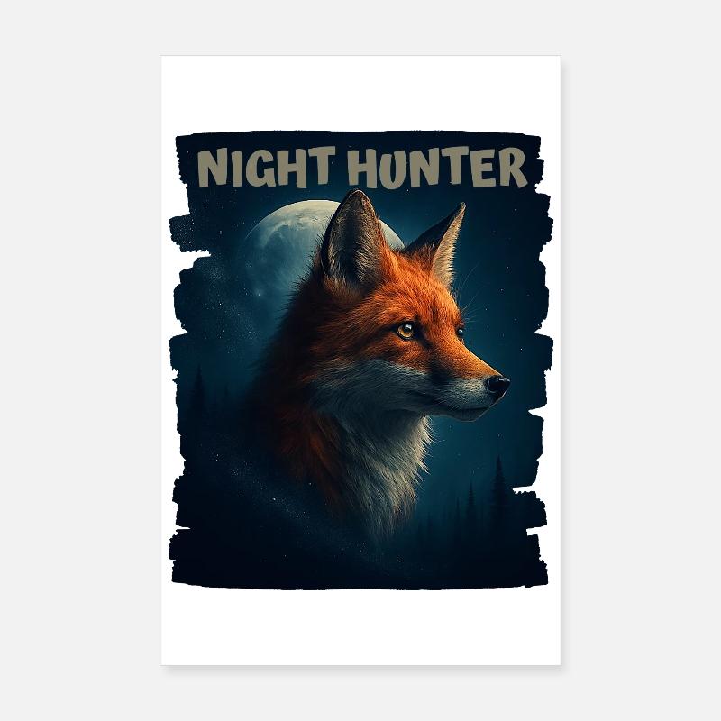 Fuchs im Nachtwald Poster 20x30 cm