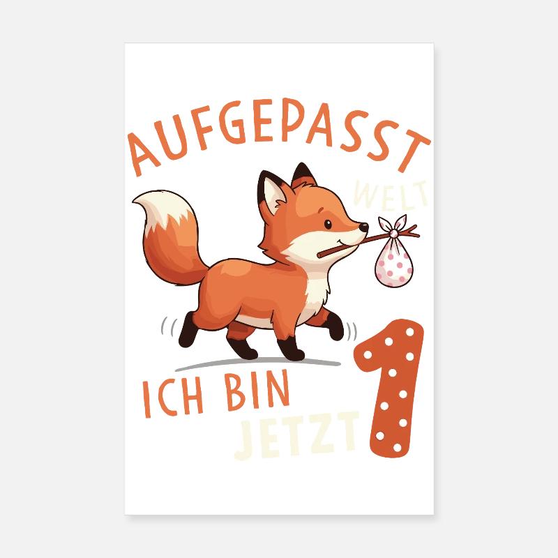 Ich bin 1 – Süßer Fuchs Erster Geburtstag Poster 20x30 cm
