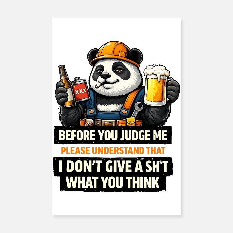 Panda Rebel Attitude Tee Poster 8" x 12" (20x30 cm)
