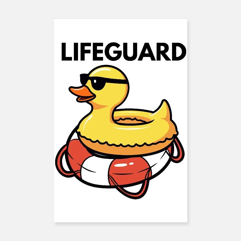 Entchen-Rettungsschwimmer-Boje Humor Summer Cool Poster 20x30 cm