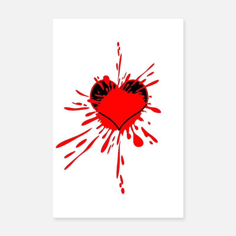 Art éclaboussé de cœur rouge Poster 20 x 30 cm