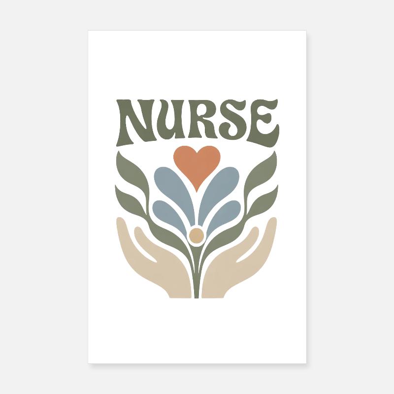 Fière Infirmière Florale – Krankenschwester Design Poster 20 x 30 cm