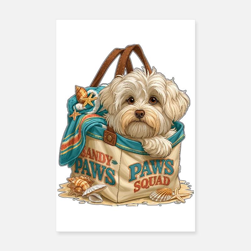 Sandy Paws Squad Beach Pup Poster 8" x 12" (20x30 cm)