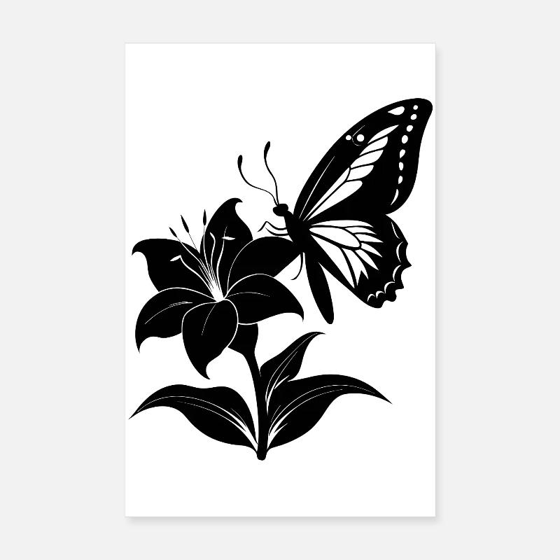 Papillon sur Lys Poster 20 x 30 cm