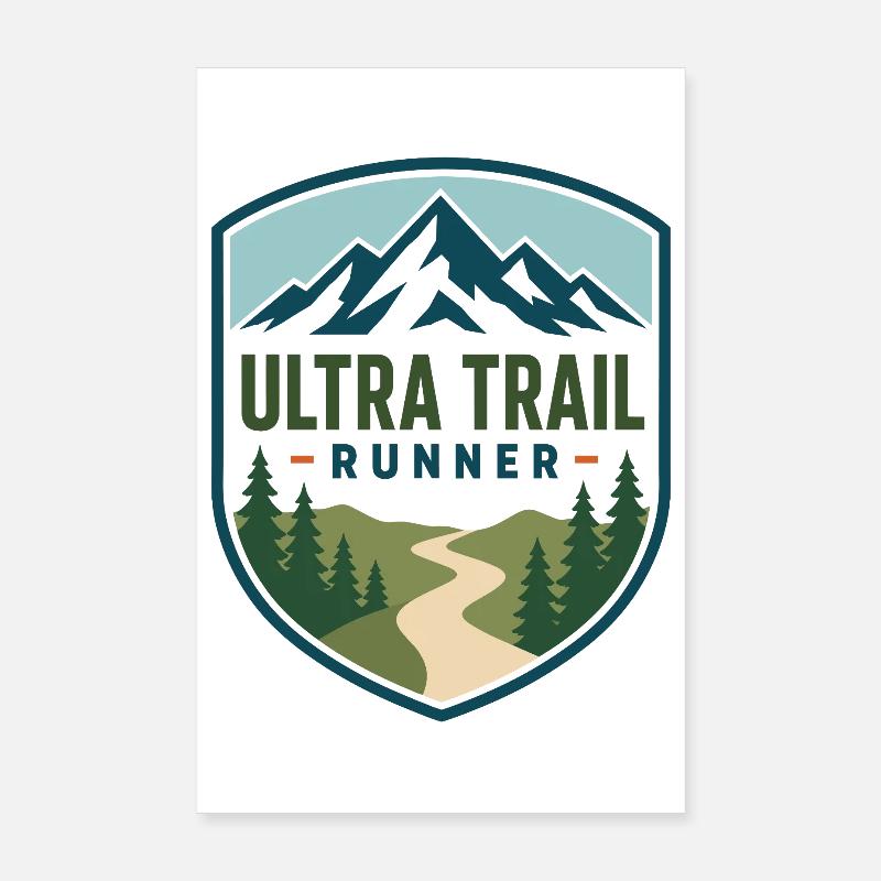 Ultra Trail Runner Mountain Shield Poster 20x30 cm