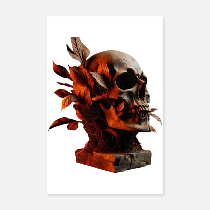 Crâne d’automne avec feuillage Poster 20 x 30 cm