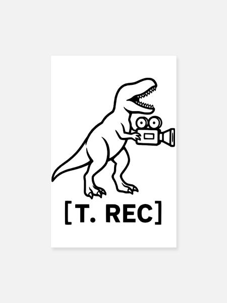 Dinosaurier Kameramann | Film Humor - Poster 20x30 cm - Weiß - Vorne