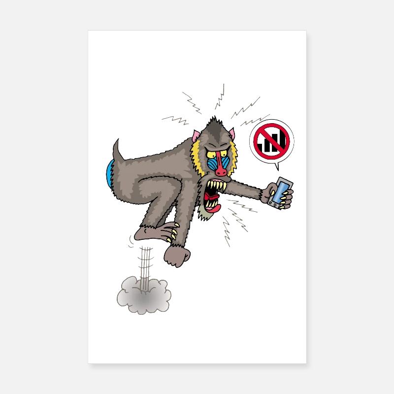 Affe und Handy Poster 20x30 cm