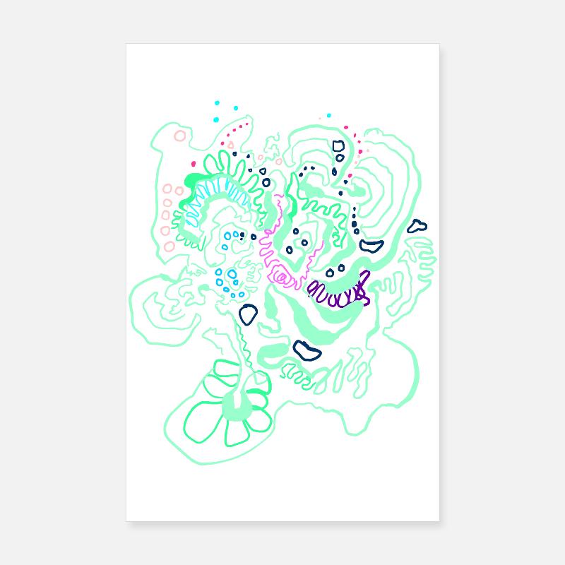 Coral Map / Floral Pattern Poster 8" x 12" (20x30 cm)