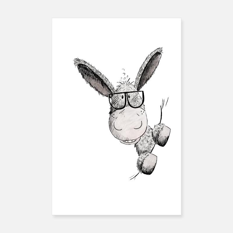Esel mit Sonnenbrille I Tiermotiv Eselchen Poster 20x30 cm