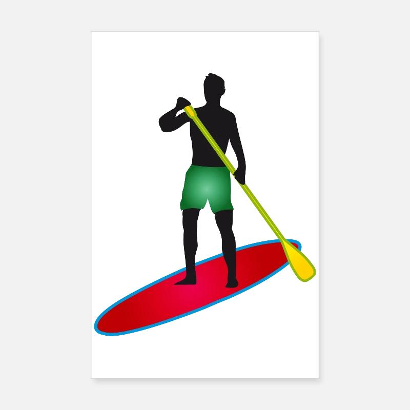Stand up paddling - Man with paddle board Poster 8" x 12" (20x30 cm)
