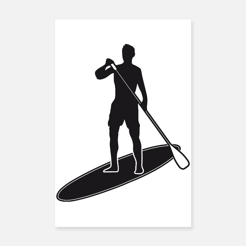 Stand up paddling - Man with paddle board - Poster 8" x 12" (20x30 cm) - white