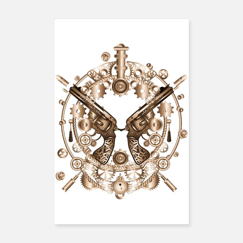 richly decorated steampunk revolvers with cartridges Poster 8" x 12" (20x30 cm)