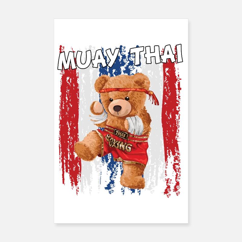 Muay Thai Bear Teddy Bear Cadeau Poster 20 x 30 cm