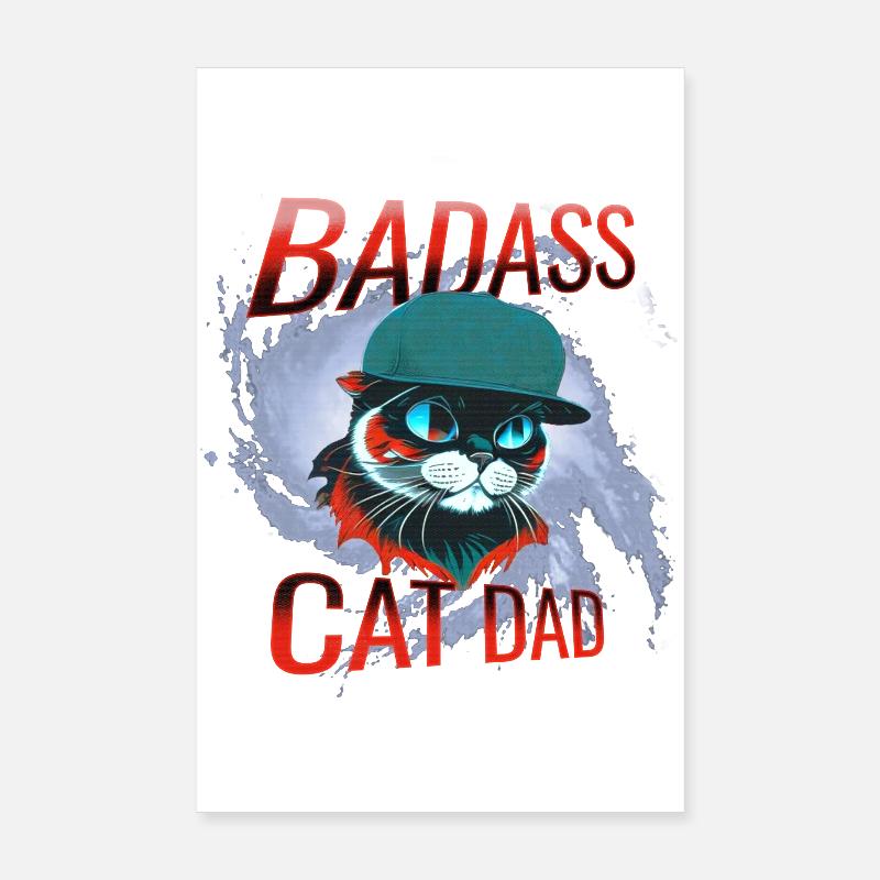 Chat, propriétaire de chat, père chat Poster 20 x 30 cm