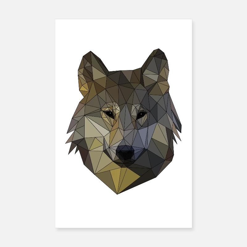 Polygon Wolf Mosaïque Triangulaire Formes Polyart Poster 20 x 30 cm