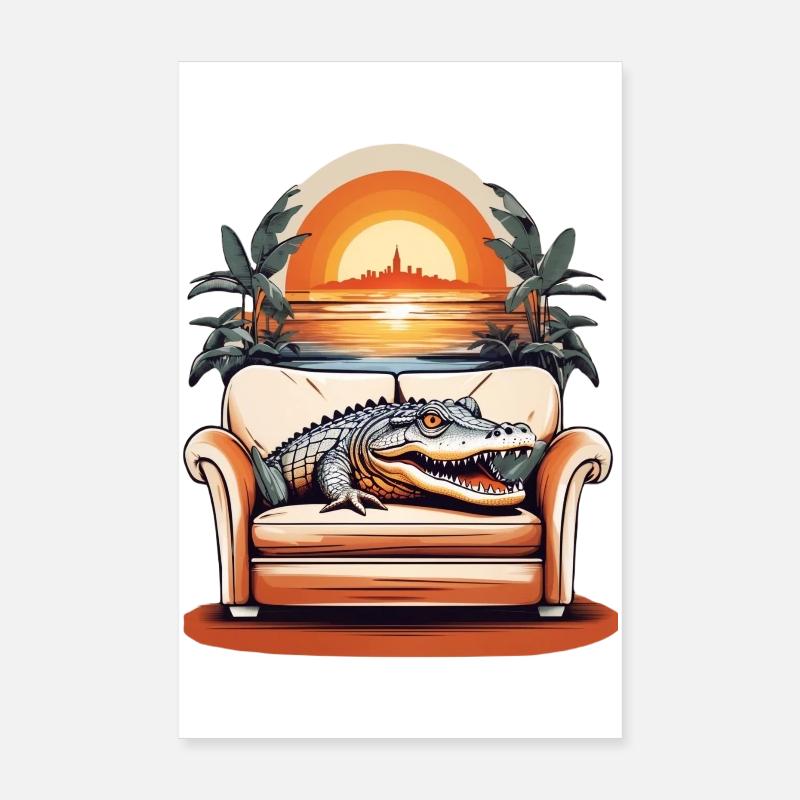 Alligator auf Sofa Poster 20x30 cm