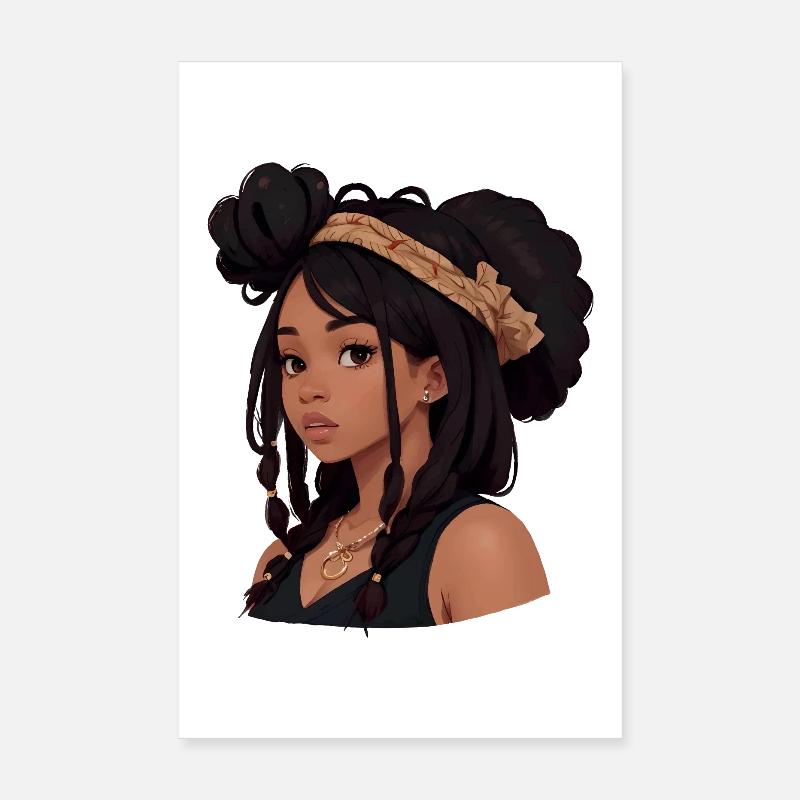 Hübsche Frau mit Dreadlocks Poster 20x30 cm