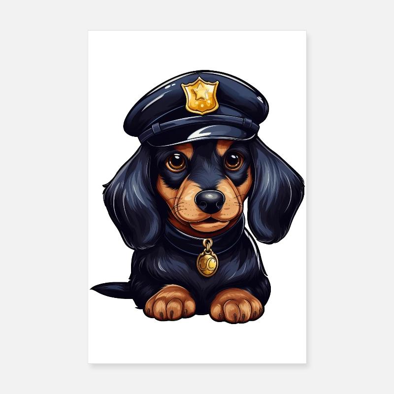 Dachshund Policeman Poster 8" x 12" (20x30 cm)