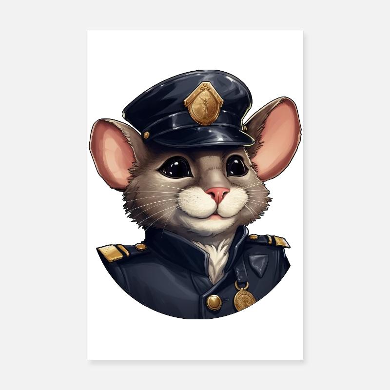 Mice Policeman Poster 8" x 12" (20x30 cm)