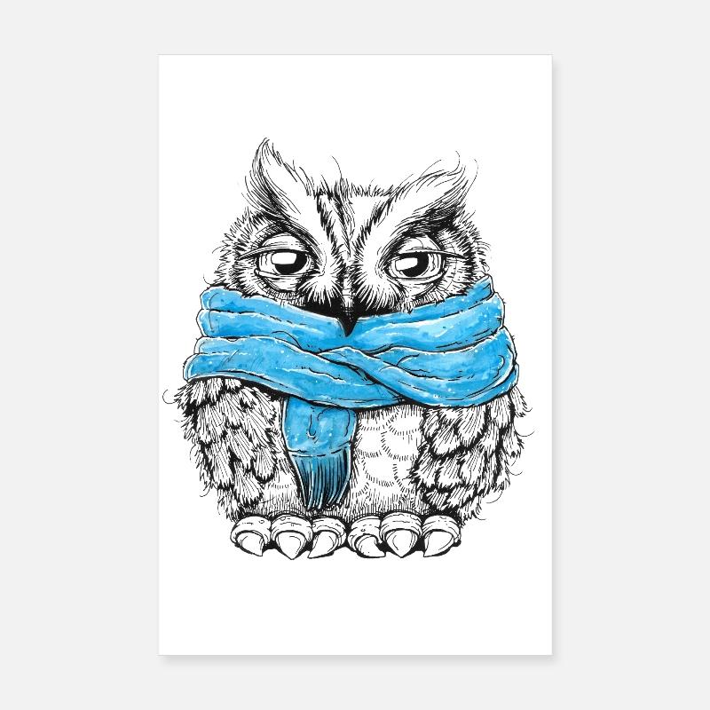 Eule mit Schal Poster 20x30 cm