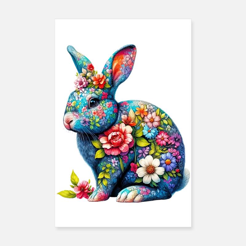 Rabbit decorated with flowers Poster 8" x 12" (20x30 cm)