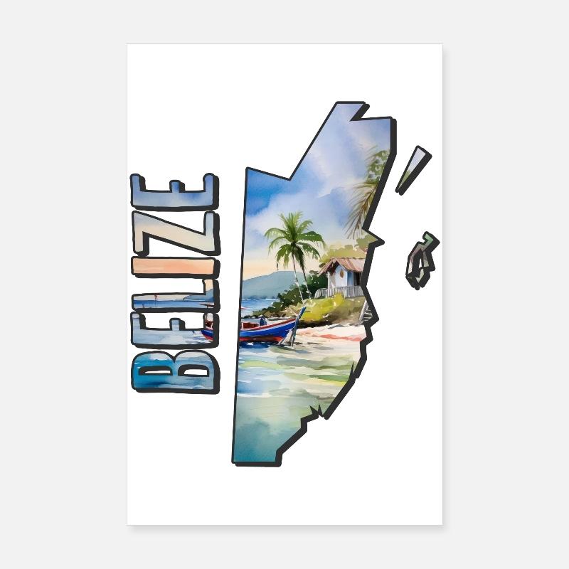 Carte à l’aquarelle Belize Poster 20 x 30 cm