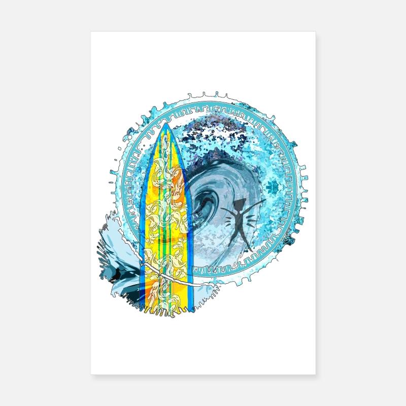 Surf Waves Abstract Art Print Poster 8" x 12" (20x30 cm)