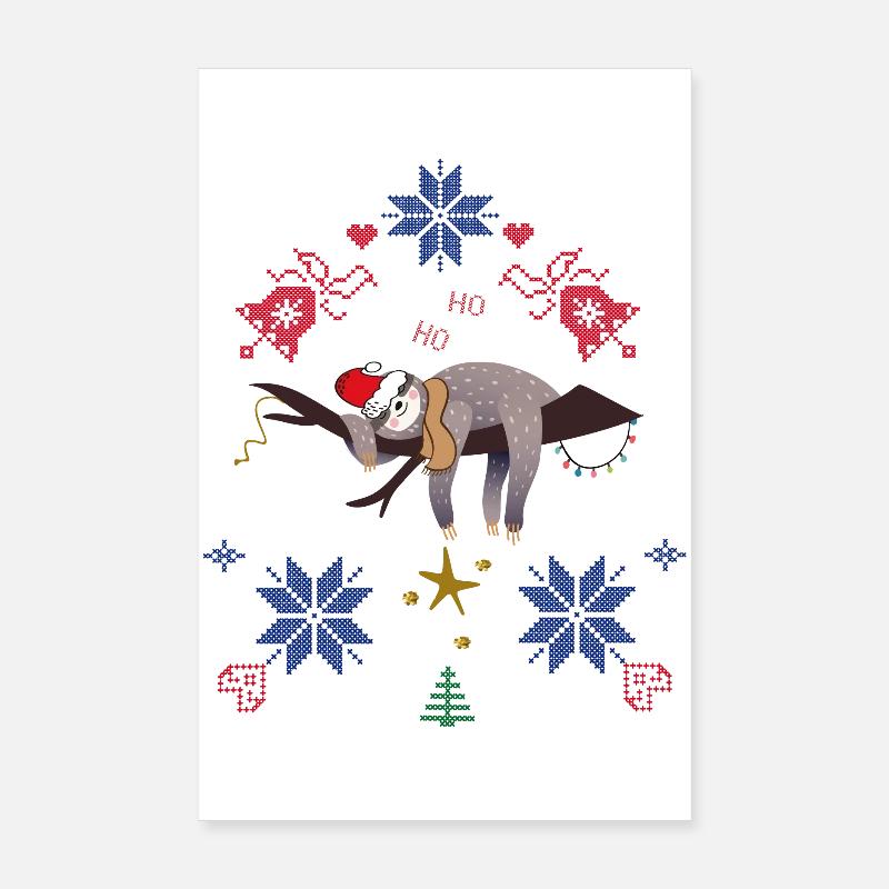 Sloth Christmas Ugly Christmas Poster 8" x 12" (20x30 cm)