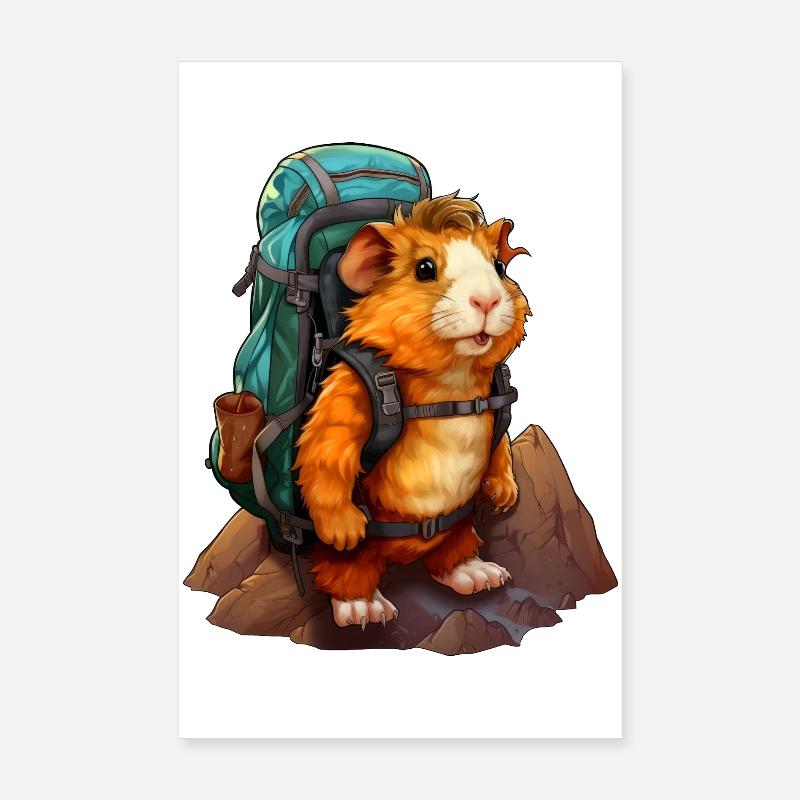 Cochon d’Inde Alpiniste / Randonnée Cochon d’Inde Poster 20 x 30 cm