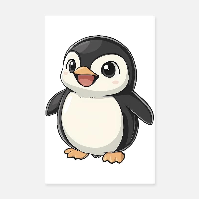 Mignon Adorable Pingouin - Conception de dessin animé charmant Poster 20 x 30 cm