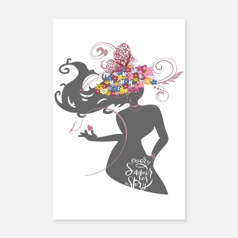 Fille Été - Poster 20 x 30 cm - blanc